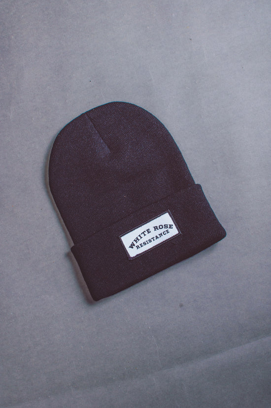 White Rose Resistance Patch Beanie